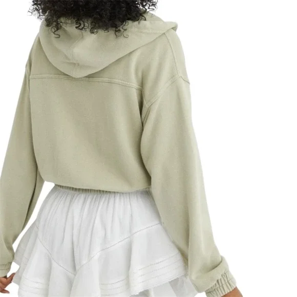 Aerie Full Zip Cropped Hoodie Sage Green M‎ - Picture 3 of 8